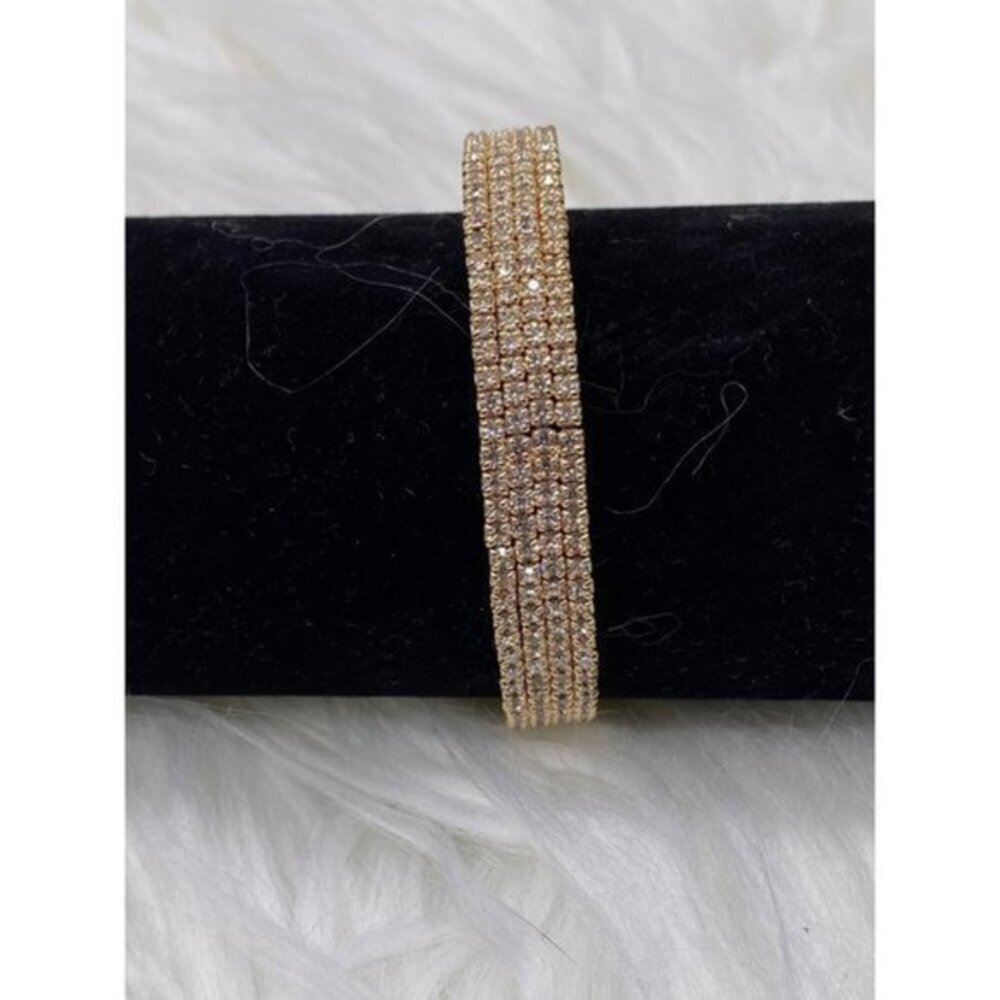 Layered Rhinestones Golden Bracelet‎